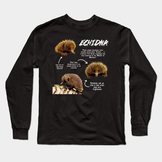 Echidna Fun Facts Long Sleeve T-Shirt by Animal Facts and Trivias
